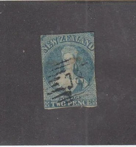 NUEVA ZELANDA (MK6827) # 8 F-USADO FALLA DELGADA 2p 1858 REINA VICTORIA/AZUL CV $200 - Imagen 1 de 1