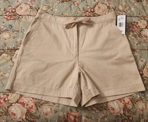 New Vintage Ralph Lauren Cotton Shorts Khaki Womens Size 12P High Waisted - Picture 1 of 13