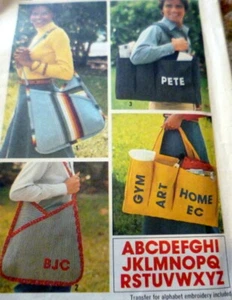 *LOVELY Vintage 1970s TOTEBAGS Sewing Pattern - Picture 1 of 1