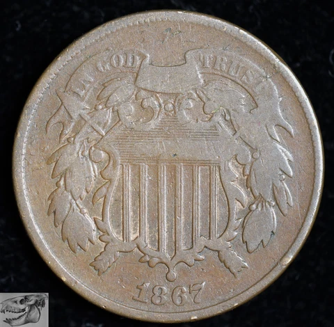 1867, Two Cent Piece, Very Good Condition, Free Shipping in USA, C6480 Cover