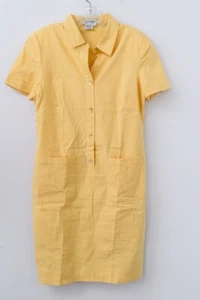 Vintage Maggy London Stretch Linen blend 14 button up short sleeve shirt dress - Picture 1 of 6