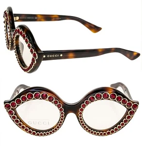 GUCCI 0045 CRYSTAL LIPS Red Stud 3867 Tortoise Sunglasses Glasses GG3867S - Picture 1 of 9
