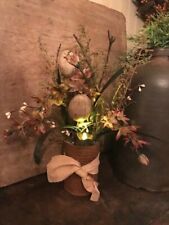 Primitive Country Spring Easter Egg Grubby Flower Candle Rusty Cupboard Tuck