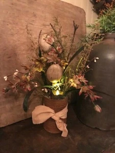 Primitive Country Frühling Osterei schmuddelige Blume Kerze rostig Schrank Tuck - Bild 1 von 12