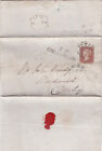 1843 QV FINE 1d PENNY RED STAMP LONDON No =5= IN MX MALTESE X ON TRIMMED LETTER