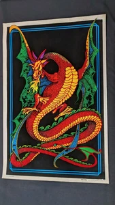 1978 AA Sales Velva Print PP-479 "Flaming Serpent" Blacklight Poster! 23"x35" - Picture 1 of 12