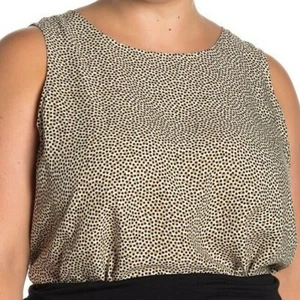 Max Studio Border Tunic Top Blouse Size 2X 4X Beige Taupe Black Dots NWT $98 - Picture 1 of 5