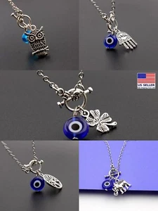 Moda Mujeres Mal de Ojo Collar Proteger Flores de la Suerte Árbol Elefante Colgante 1732 - Imagen 1 de 11