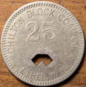 Ficha de comercio de monedas Ethel, West Virginia WV Chilton Block Coal Co. 1 Orco Scrip 25 - Imagen 1 de 4