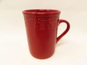 Athena Red by JCPenney Mug All Red, Embossed Bead & Scroll Design  b70 - Picture 1 of 2