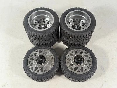 6x CEN Racing Fury M/T Tires SILVER Wheels Ford F450 Dually W/ SPIKES 11193 - Image 1 of 4