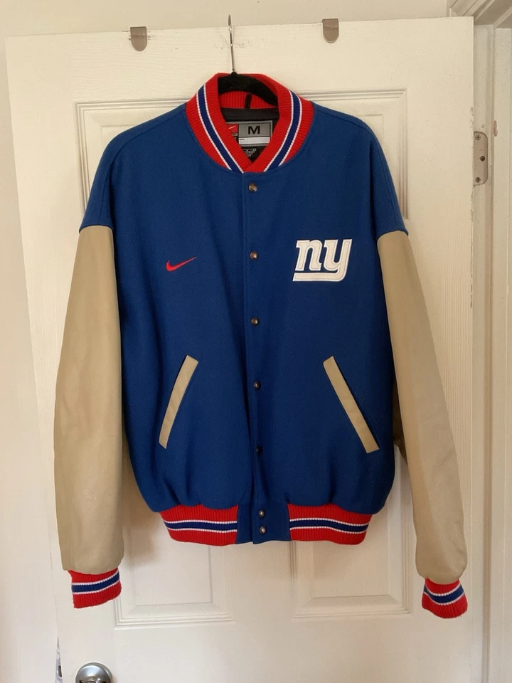 Vintage 90’s Nike NFL NY GIANTS Letterman Wool Bomber Jacket In Size Medium - Image 1 of 4