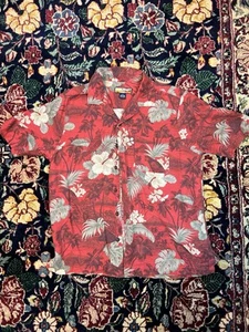 100% Silk Loop Collar Hawaiian Shirt - Picture 1 of 3