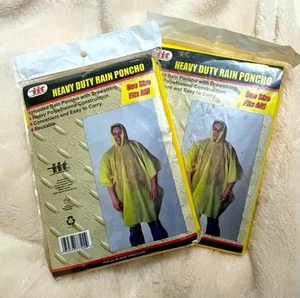 Yellow Heavy Duty Rain Poncho One Size (2 Poncho Packs) - Picture 1 of 4