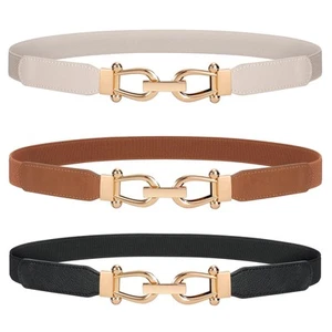 3 Pack Women Stretchy Waist Belt Retro Elastic Skinny Belt for Ladies with Go... - Picture 1 of 7