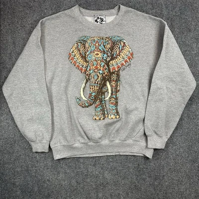 MENS RIOT SOCIETY GRAY Aztec Print ELEPHANT GRAPHIC CREWNECK Sz LARGE (Lg) SK8er - Image 1 of 4