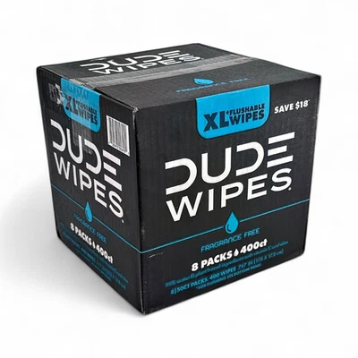 Dude Wipes XL Flushable Wipes Mega Value Fragrance Free - 8 Packs / 400 Count - Image 1 of 4
