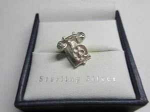 Vintage STERLING SILVER Vintage Telephone BRACELET CHARM, Pendant - Picture 1 of 3