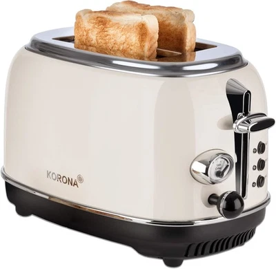 KORONA Retro Toaster 21666 Doppelschlitztoaster 815W Auftau-Funktion creme NEU - Bild 1 von 4