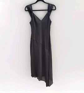 VINTAGE Asymmetric Dress Size 12 Black Bias-Cut Party Whimsygoth By ELLEN TRACY - Picture 1 of 8