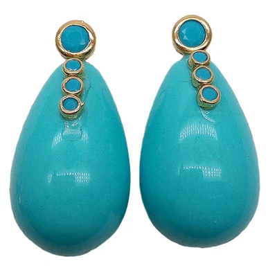 Pendientes colgantes lágrima azul concha circonita cúbica pavé Foto 1 de 4