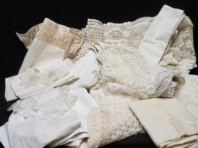 27 Toalhas de Mesa Vintage Corredor Cachecol Bordado Linho Guardanapo Artesanato LOTE BRANCO - Imagem 1 de 4