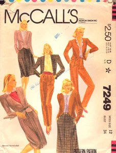 McCall's 7249-Miss Lined Jacket, Skirt w/Pleats and Pants w Front zipper  12 - Picture 1 of 4
