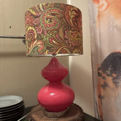 "Hermosa lámpara de mesa color Plus doble calabaza 20"" de alto rojo amapola" Foto 1 de 4