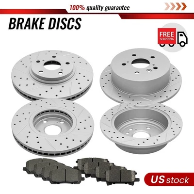 Rotores de freio dianteiro e traseiro + pastilhas de cerâmica para Toyota Highlander 2004-2007 - Imagem 1 de 4