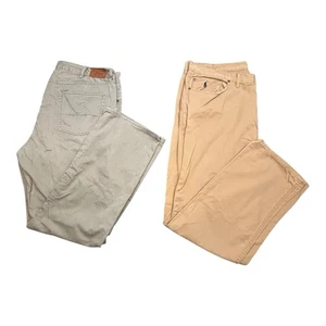 Lot of 2 Polo Ralph Lauren Embroidered Pony Khaki Pants Chino Twill Mens 40x32 - Picture 1 of 24