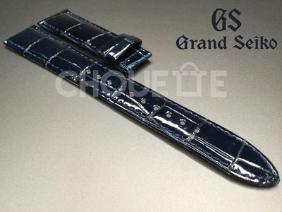 OEM Grand Seiko 19mm Dark Blue Crocodile Leather Strap for GS SBGK005 9S63-00B0 - Image 1 of 4