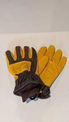 Guantes de invierno de cuero de vaca caimán palma, dorados/grises, medianos (1352-4) Foto 1 de 4