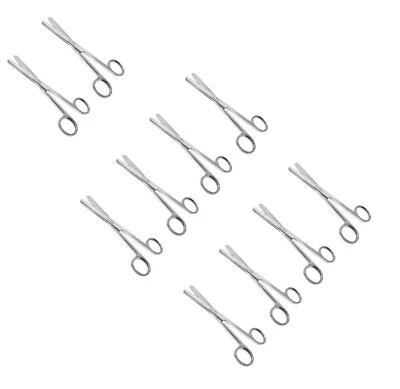 10 tijeras de funcionamiento instrumentos quirúrgicos romos punta recta de 5,5" punta recta Foto 1 de 2