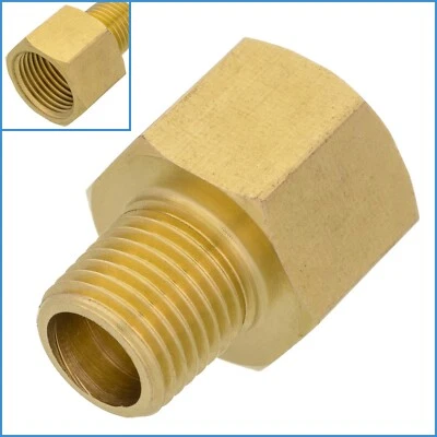 BRASS THREAD ADAPTER Brass 1/4" BSP Male To 3/8" NPT Female Adapter Pipe Fitting Connector Tapered