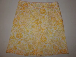 LL Bean Rock Damen 14 gelb knielang Kontrastbesatz Taschen A-Linie Freizeit - Bild 1 von 7