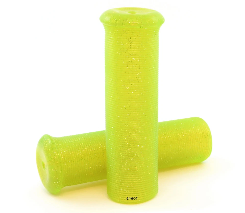 Empuñaduras de motocicleta vintage Jackhammer amarillo con escamas de metal brillante - 7/8" Foto 1 de 1