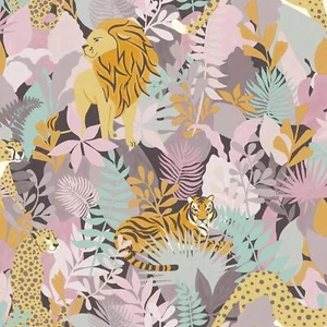 Jungle Animals Kingdom Wallpaper Children's Playroom Bedroom Holden Pink 13070 - Picture 1 of 3