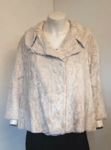 Gorgeous Beige Faux Fur 3/4 Sleeve Lined Short Jacket from Laura Ashley - Size 8 - Picture 1 of 6