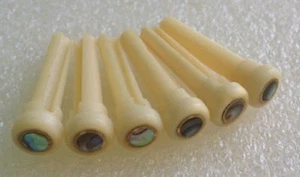 Genuine Camel Bone Bridge Pin & 4mm Abalone Inlay TUSQ size for Acoustic Guitar - Bild 1 von 2