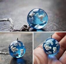 Transparent cloud Sky Moon Ball Pendant Necklace Women Ladies Jewelry Gifts