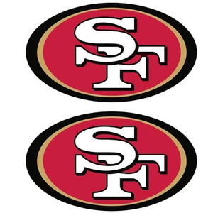 Set of 2 San Francisco 49ers Cornhole Board Decals NEW "15 x 9" Large - Picture 1 of 1