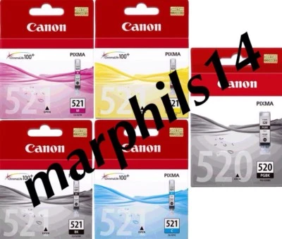 CLI-521 & PG-520 Canon Black, Cyan, Yellow, Magenta  Ink Cartridges Genuine - Image 1 of 4