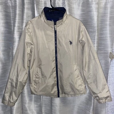 U.S. POLO ASSN. Men's Jacket Tan Beige Full Zip Lined Rain Windbreaker Size M - Image 1 of 4