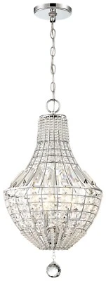 Minka Lavery 2344-77 Braiden 13" 4-Light Clear Crystal Pendant in Chrome - Image 1 of 4