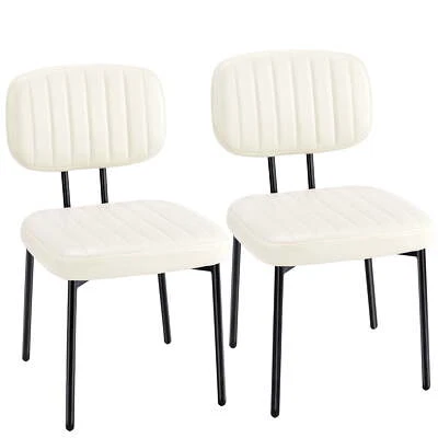 Juego de 2 sillas de comedor HOMEFLA, sillas de cocina modernas de mediados de siglo con cuero Foto 1 de 4