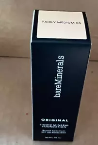 BASE MINERAL LÍQUIDO ORIGINAL DE MINERALES BARE SPF 20, BASTANTE MEDIANA 05, 30 ML - Imagen 1 de 5