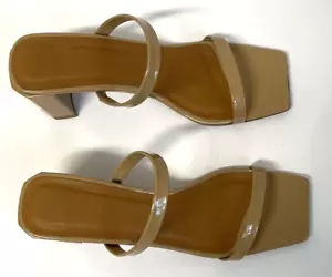 By Far Tanya Patent Leather Mules Neutral Tan Sandals US 9/IT39 - Picture 1 of 13