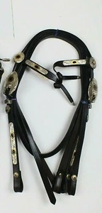 Western Horse Silver Futurity Knot Headstall + Reins Leather 2pc Matching SET - Picture 1 of 8