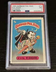 PSA 7 1985 Topps Garbage Pail Kids Evil Eddie Matte Sticker #1b OS1 Series 1 GPK - Picture 1 of 3