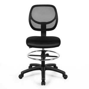 Mid Back Ergonomic Mesh Drafting Chair Office Armless Chair Adjustable Height - Picture 1 of 6